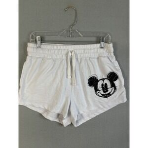 Disney Mickey Mouse White Athletic Shorts Drawstring Graphic Print Women's M